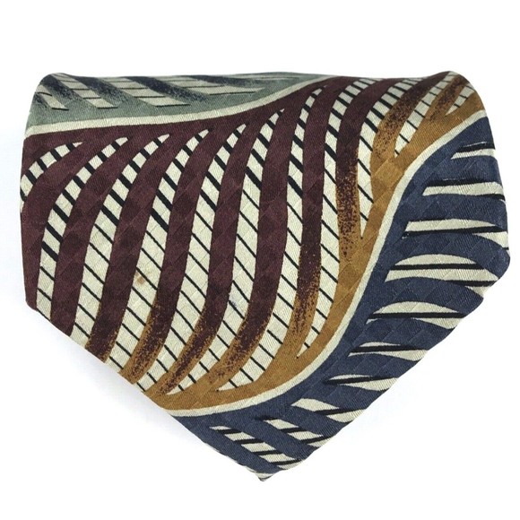 Jhane Barnes Silk Tie Men's Multicolor Designer Necktie Abstract Striped - Japan - Picture 1 of 7